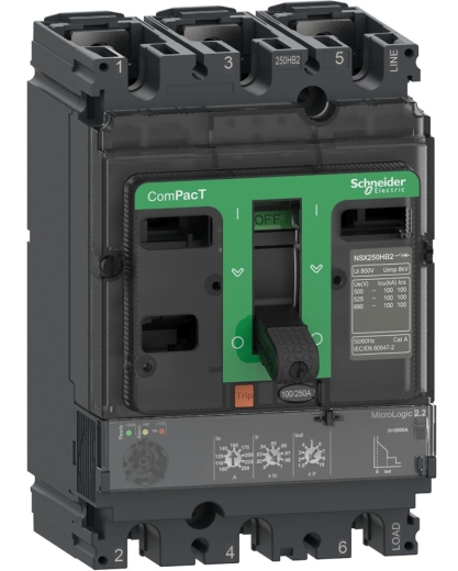 Автоматичний вимикач Schneider Electric C25F32D250 COMPACT NSX250F 36kA 3P3D 250A з розчіплювачем Micrologic 2.2 - 1