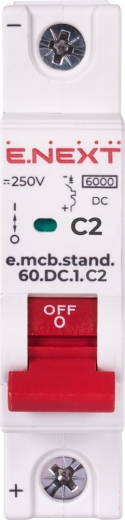 Модульный автоматический выключатель E.Next e.mcb.stand.60.DC.1.C2 1р 2А C 6кА DC (s081002) - 3