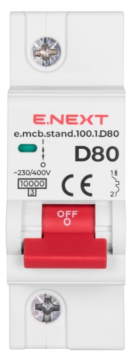 Модульный автоматический выключатель E.Next e.mcb.stand.100.1.D80 1р 80А D (s026012) - 2