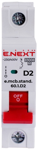 Модульный автоматический выключатель E.Next e.mcb.stand.60.1.D2 1P 2А D 6кА - 2