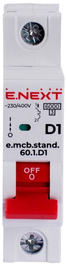Модульний автоматичний вимикач E.Next e.mcb.stand.60.1.D1 1P 1А D 6кА - 2