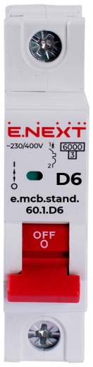 Модульний автоматичний вимикач E.Next e.mcb.stand.60.1.D6 1P 6А D 6кА - 2