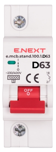 Модульный автоматический выключатель E.Next e.mcb.stand.100.1.D63 1р 63А D (s026011) - 2
