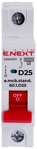 Модульный автоматический выключатель E.Next e.mcb.stand.60.1.D25 1P 25А D 6кА - 2