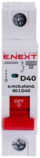 Модульный автоматический выключатель E.Next e.mcb.stand.60.1.D40 1P 40А D 6кА - 2