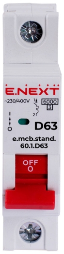 Модульный автоматический выключатель E.Next e.mcb.stand.60.1.D63 1P 63А D 6кА - 2