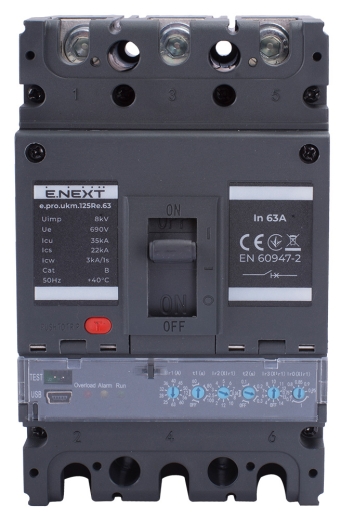 Автоматичний вимикач E.Next e.pro.ukm.125Re.63 3P 63А (p087001) - 2