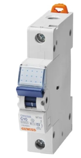 Автоматический выключатель GEWISS MT100 1P C 10А, 10кA (GW92606) - 1