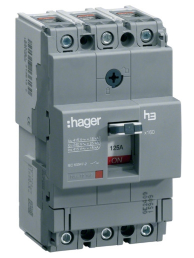 Электроавтомат Hager x160, In=125А, 3п, 40kA - 1