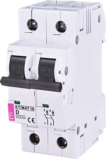 Автоматический выключатель ETI 002153701 ETIMAT 10 2p D 0.5А (10 kA) - 1