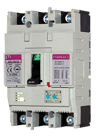 Автоматичний вимикач ETI 004671076 EB2 250/4L 250А 4р (25кА) - 1