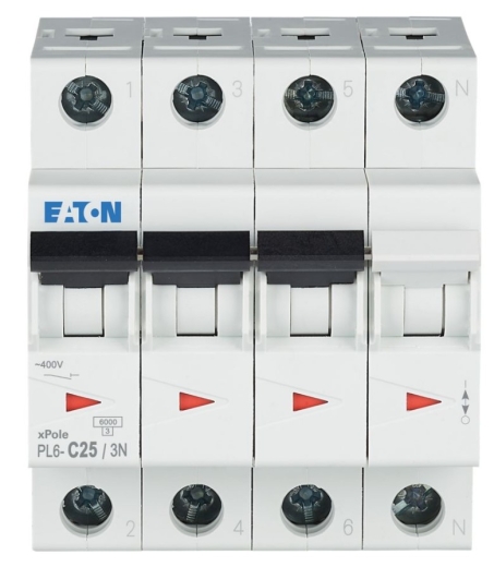 Автоматичний вимикач Eaton (Moeller) PL6-C25/3N (106912) - 2