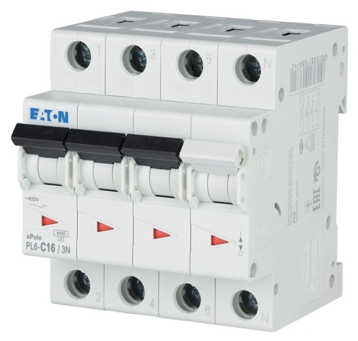 Автоматический выключатель Eaton (Moeller) PL6-C16/3N (106910) - 1