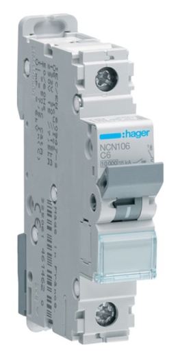 Автоматичний вимикач NCN106 (1р, С, 6А) Hager - 1