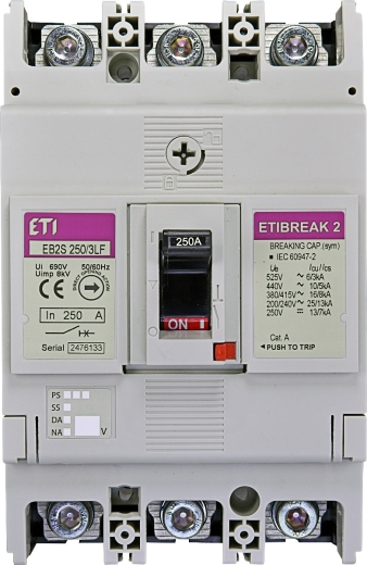 Автоматичний вимикач ETI 004671813 EB2S 250/3LF 250А 3P (16kA фіксовані налаштування) - 1