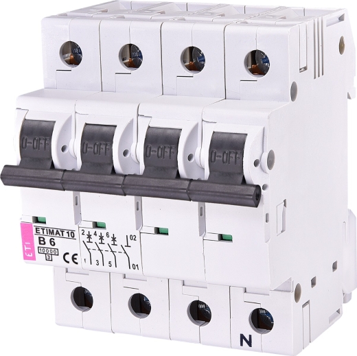 Автоматический выключатель ETI 002126712 ETIMAT 10 3p+N B 6A (10kA) - 1