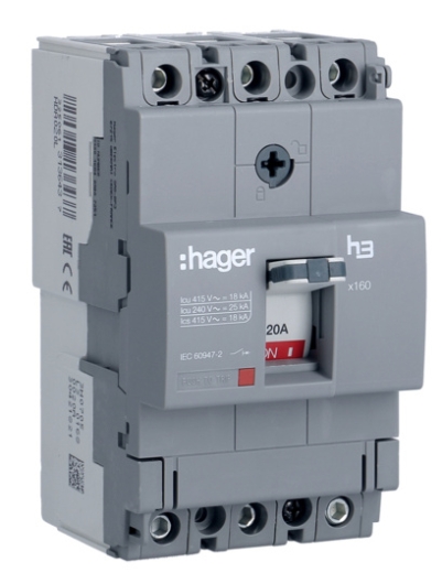 Электроавтомат Hager x160, In=20А, 3п, 18kA - 1