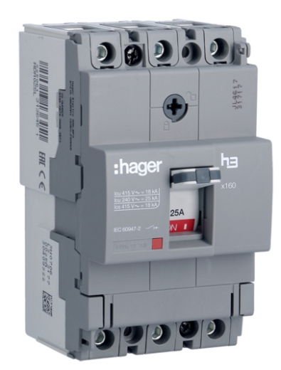 Ел.автомат Hager x160, In=25А, 3п, 18kA - 1