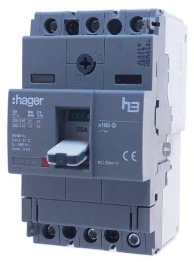 Ел.автомат Hager x160, In=25А, 3п, 18kA - 4