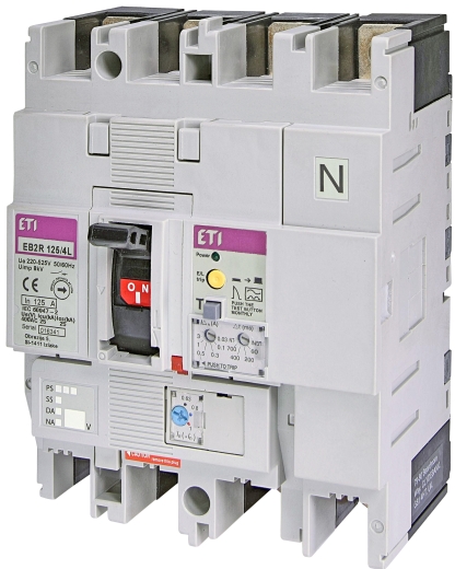 Автоматический выключатель ETI EB2R 125/4L 125A 25кА с блоком УЗО 4P (4671512) - 1