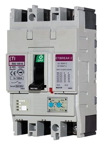 Автоматический выключатель ETI 004671031 EB2 125/4L 100А 4р (25кА) - 1