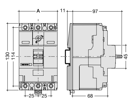 Корпусний роз'єднувач Hager HCA125H x160 In= 125А 3P - 2
