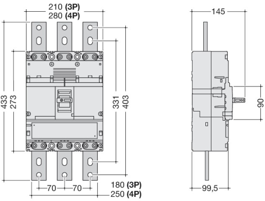 Корпусный разъединитель Hager HCE800H h1000 In= 800А 3P - 2