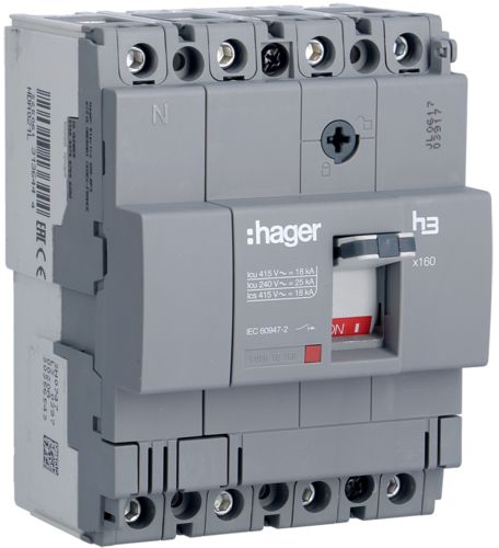 Автоматичний вимикач Hager HDA017L x160 In=16А 4P 18кА - 1