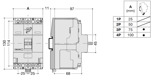 Автоматичний вимикач Hager HDA017L x160 In=16А 4P 18кА - 6