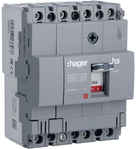 Автоматический выключатель Hager HDA026L x160 In=25А 4P 18кА - 1
