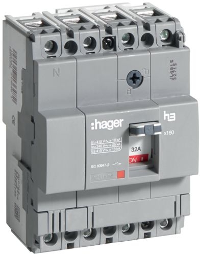Автоматичний вимикач Hager HDA033L x160 In=32А 4P 18кА - 1