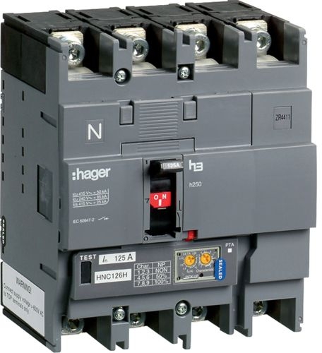 Автоматичний вимикач Hager HNC126H h250 In=125А 4P 50кА LSI - 1