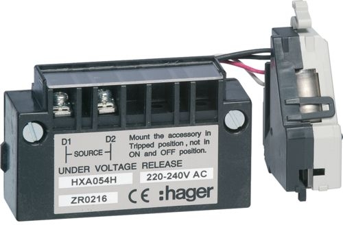 Расцепитель минимального напряжения Hager HXA054H с выдержкой x250 220-240В АС - 1