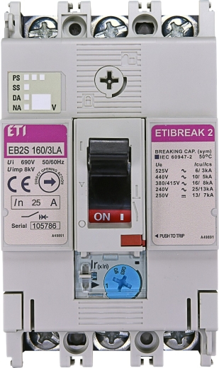 Автоматичний вимикач ETI 004671880 EB2S 160/3LA 40А 3P (16kA регульований) - 1
