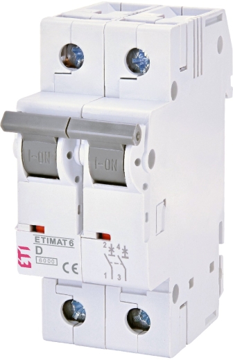Автоматический выключатель ETI 002163507 ETIMAT 6 2p D 1.6A (6kA) - 1