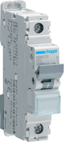 Автоматичний вимикач Hager NBN120 1P 10кА B-20A 1M - 1