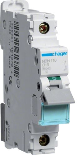 Автоматический выключатель Hager NBN116 1P 10кА B-16A 1M - 1