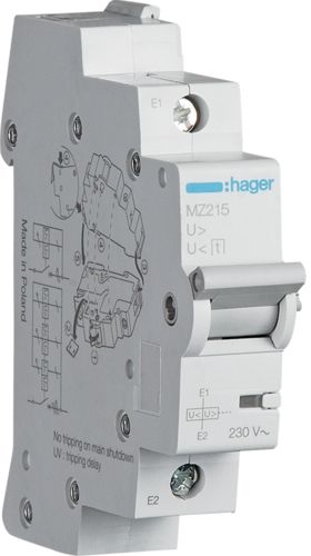 Комбінований розчіплювач перенапруги та мінімальної напруги Hager MZ215 230В - 1