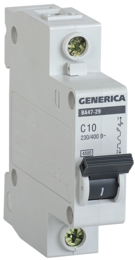 Автоматический выключатель Generica MVA25-1-010-C ВА47-29 10А 4,5кА (C) - 1