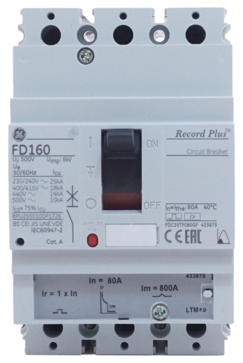 Автоматический выключатель General Electric FD160 18kA 3p 80А - 2