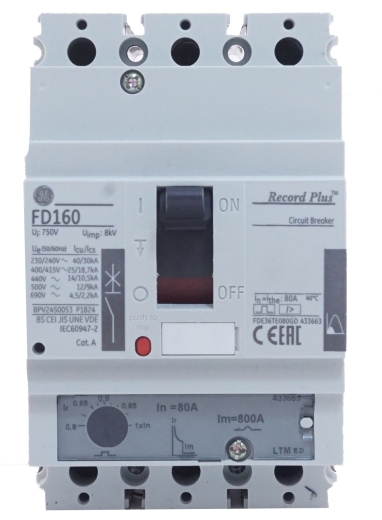 Автоматический выключатель General Electric FD160 80А - 2