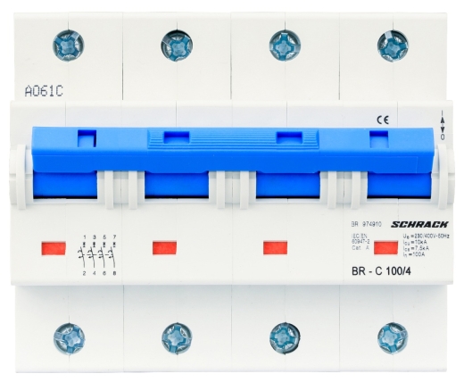 Автоматический выключатель Schrack BR974910 10кА 100А 4P х-ка C - 2