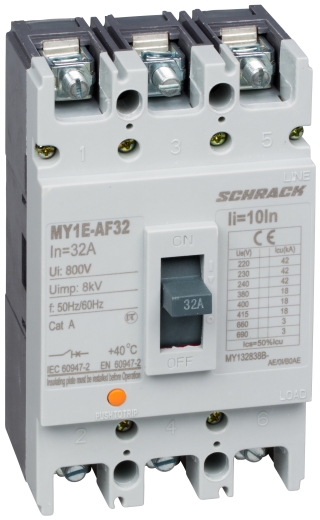 Автоматичний вимикач в литому корпусі АF типу Schrack MY132838B 18кА 32А 3P - 1