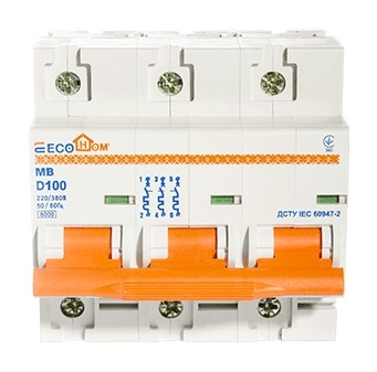 Автоматический выключатель ECOHOME ECO MB 3p 100A D (ECO070010005) - 2