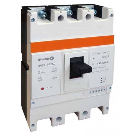Автоматический выключатель ElectrO VA77HE1250 ВА77-1-1250 3Р 850A-1250А 95кА 400В с электронным расцепителем и регулировкой - 1