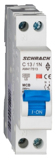 Автоматичний вимикач Schrack AM417513 4,5кА 13А 1P+N C - 1