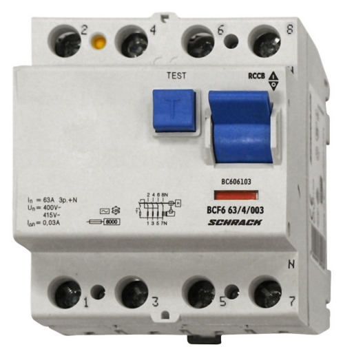 ПЗВ Schrack BC606103 6кА 63А 30мА 3P+N тип AC - 1