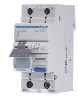 Дифференциальный автомат Hager ACA966D C 16A 1P+N 6кА 10мА А - 1