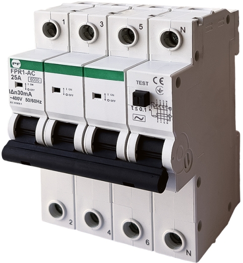 Реле защитного отключения Promfactor FPR1-AC 25А/0,03A 4P АС 6kA - 1