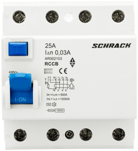 ПЗВ Schrack AR002103 10кА 25А 30мА 3P+N тип AC - 2